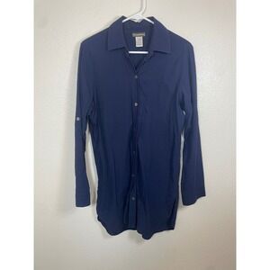 Tommy Bahama Men Button Down Shirt Medium Navy Blue Cotton TSW25901CX